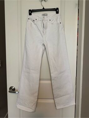 Abercrombie & Fitch White High-Rise Wide Leg Jeans